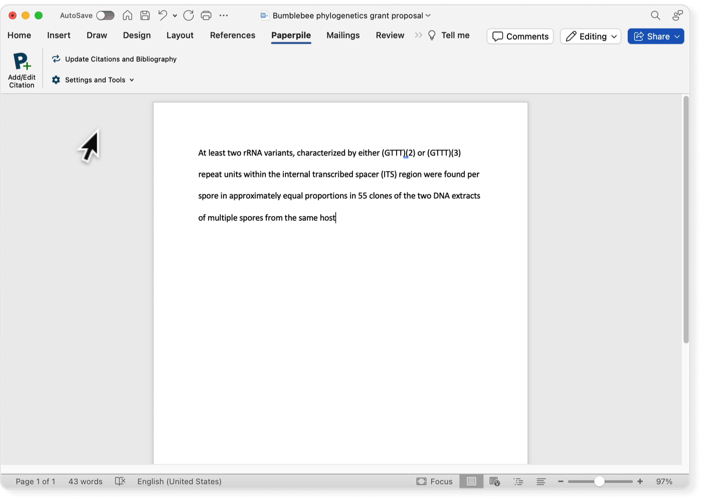 Citation formatting when writing a grant proposal